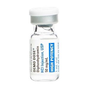 Demo Dose® Simulated Diphenhydramine (Benadryl), 50mg/mL, 1mL Vial