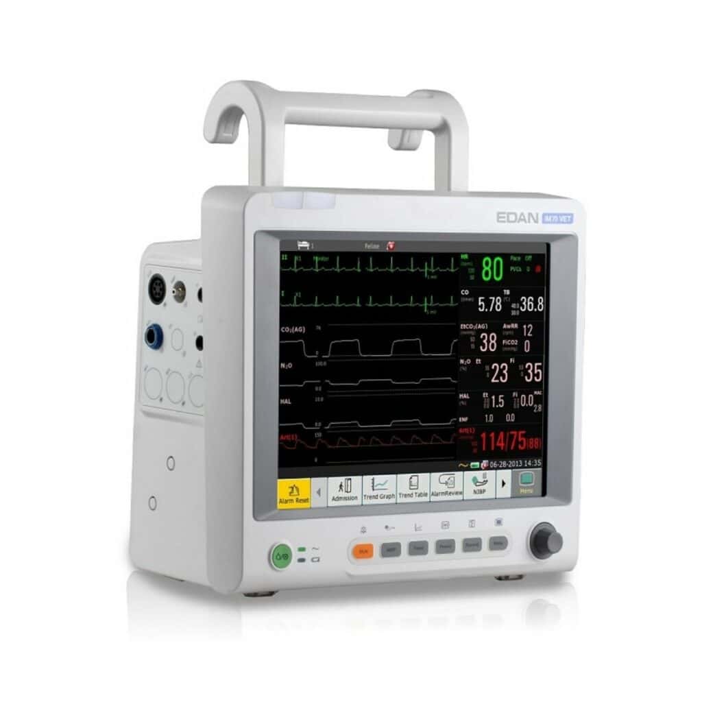 Veterinary Patient Monitor with Touchscreen and Accessories