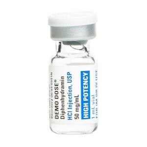Demo Dose® Simulated Diphenhydramine (Benadryl), 50mg/mL, 1mL Vial
